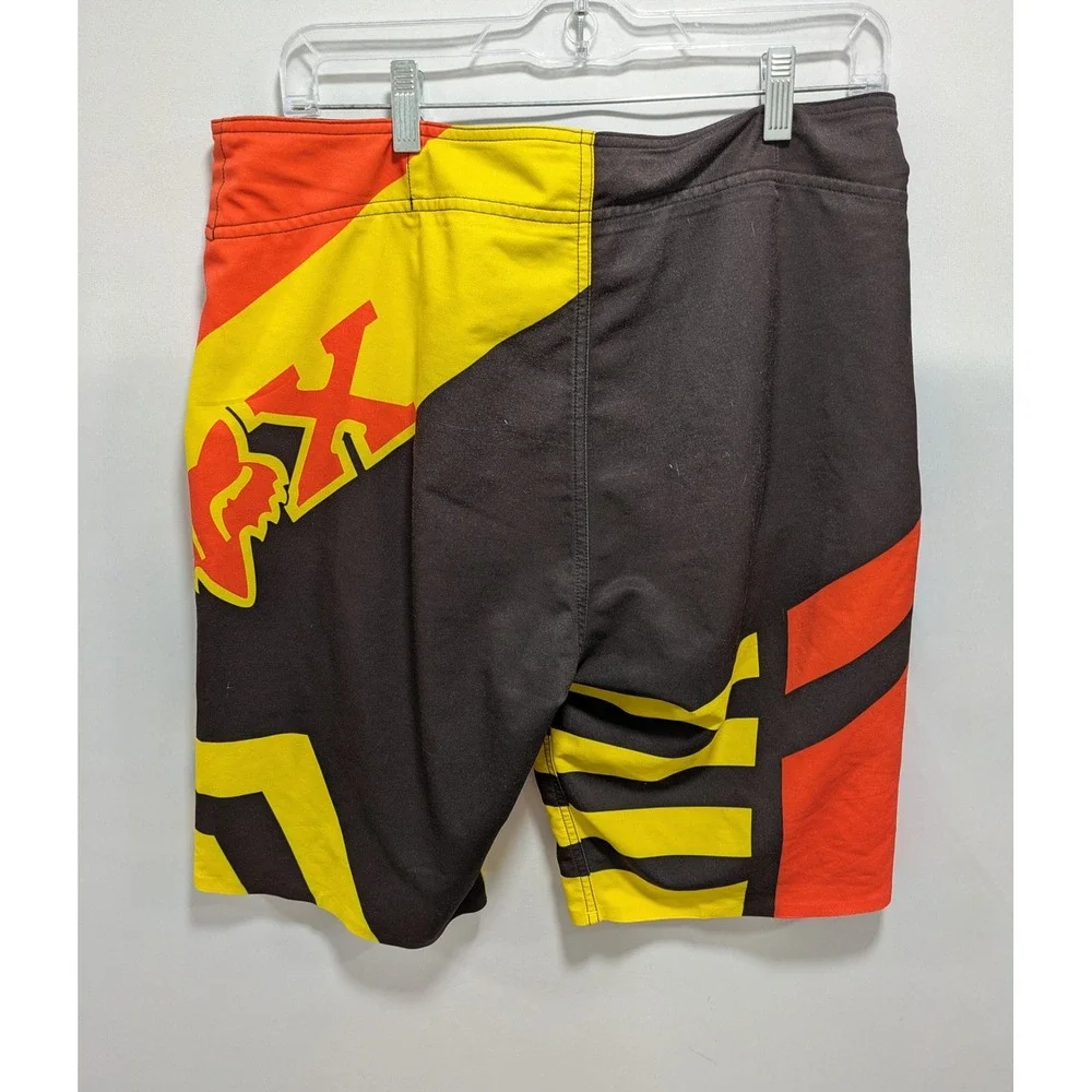Mens Fox Racing Board Shorts Orange Black Yellow Motocross Swim Trunks 34